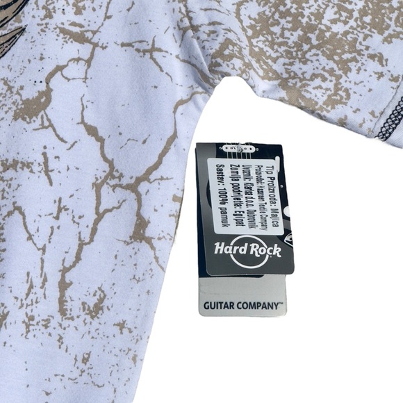 NWT Hard Rock Cafe Guitar Co White Gold Winged Acid Cotton T-shirt Mens Large - Picture 6 of 11